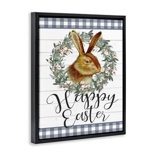 Stupell Industries Easter Bunny Wreath Phrase Floater Framed Art
